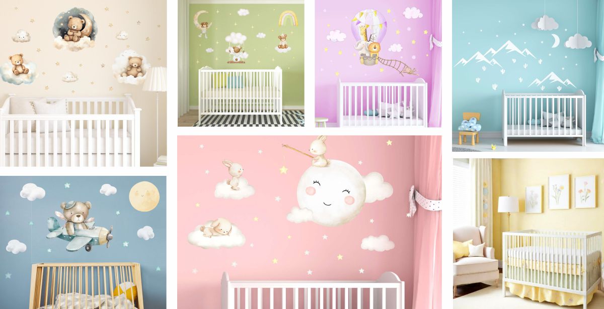 Χρώματα και αυτοκόλλητα τοίχου στο βρεφικό δωμάτιο